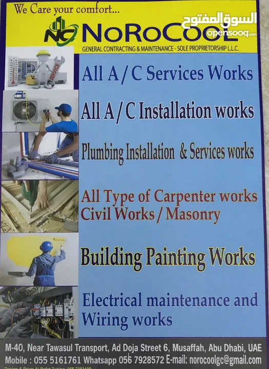 Installation and maintenance of all type of air conditioners.civil fit out works,plumbing works