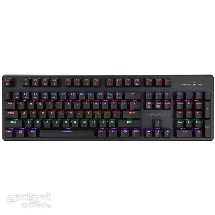 كيبورد سلكي ميكانيكي اصلي ABKONCORE K595 USB WIRED KEYBOARD BLUE SWITCH