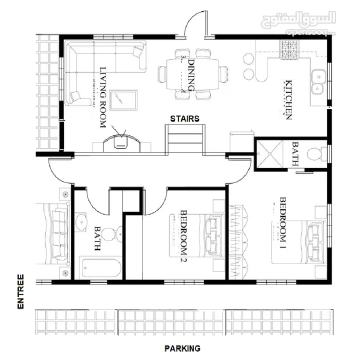 VENTE OU LOCATION D'UN COQUET DUPLEX S+2 -JARDIN L’AOUINA.