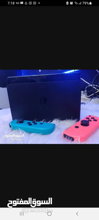 NINTENDOSWITCH OLED  للبدل فقط مع جميع ملحقاته ومع حساب فيه العاب