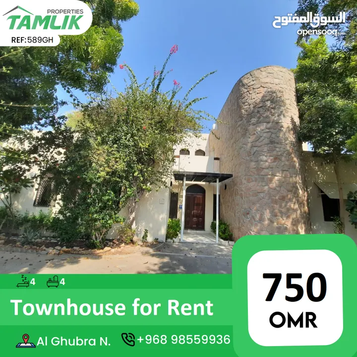 Nice Townhouse for Rent in Al Ghubra North  REF 589GH