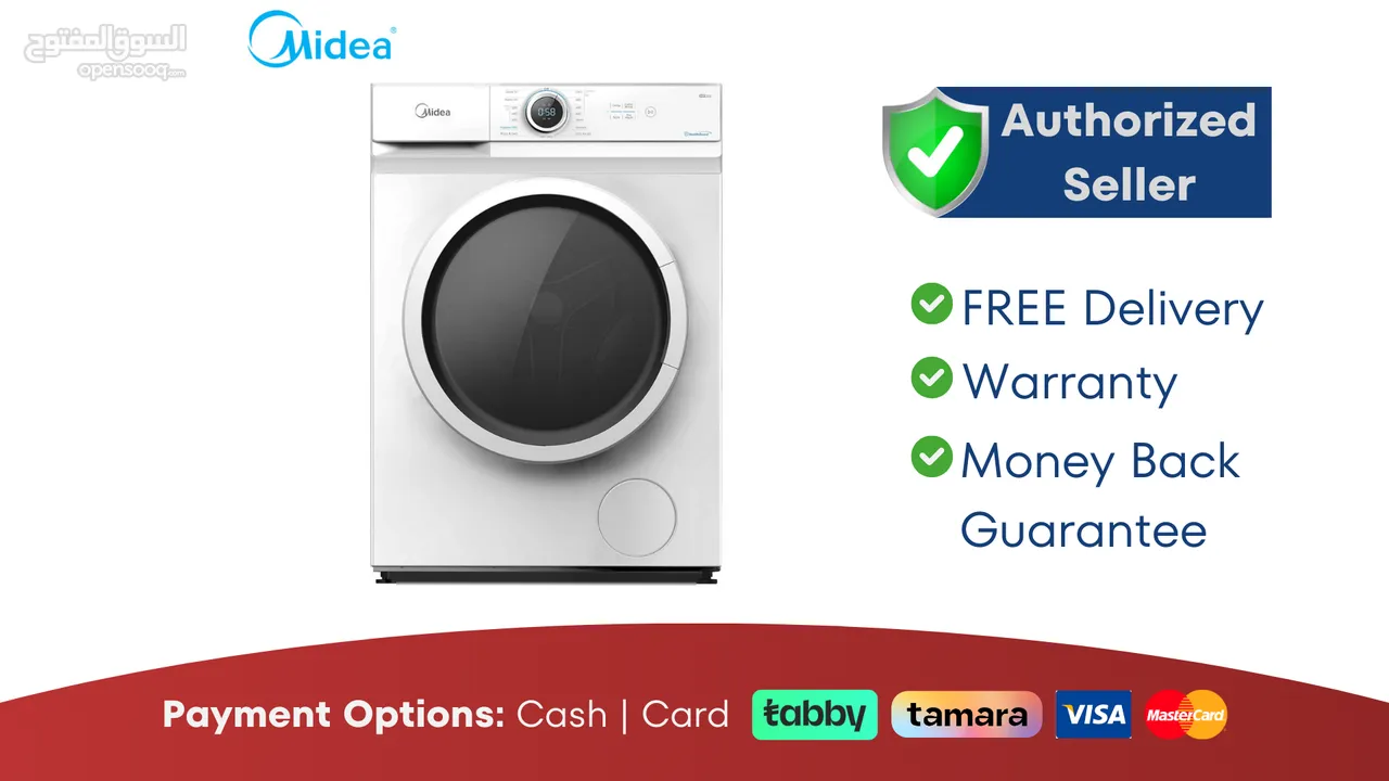 Midea 7KG Front Loading Washing Machine - Warranty - Free Delivery