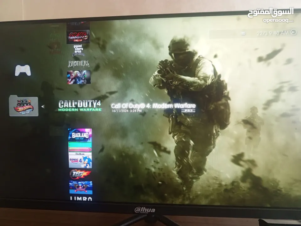 جهاز ps3 سوبر سلم معدل مش مفكوك ولا مصلح 500GB فل العاب + 2 أيادي ومع جميع اغراضه