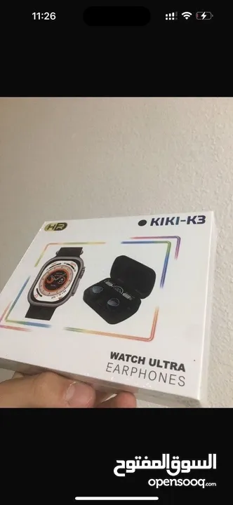 بكج kiki K3 بكج ساعة Ultra3 مع سماعة M10 بقوة 3000 ملي أمبير  ... لحقوا العرض