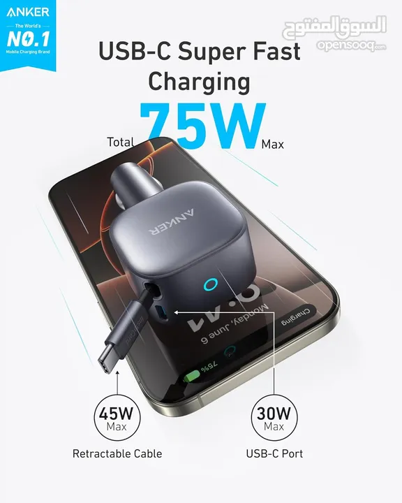 Anker USB-C Car Charger, 75W Max -NEW -MEAGByte