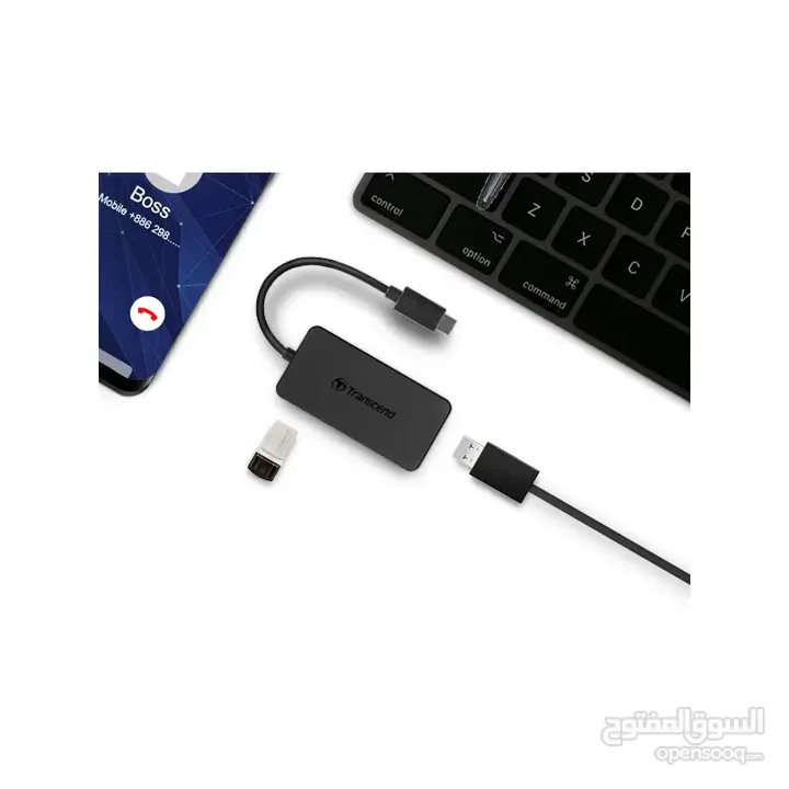 موزع  USB HUB عالي السرعة 3.1 و 4 مداخل Transcend HUB2C Type-C 4 Port USB HUB SuperSpeed 3.0