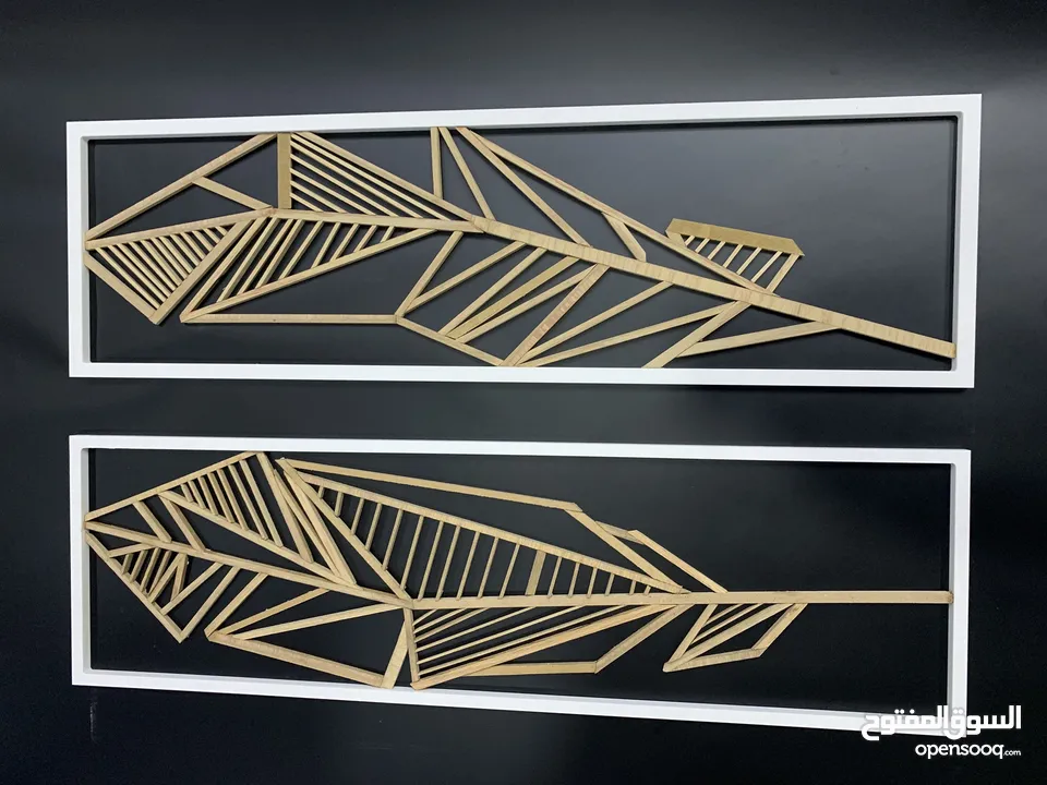 A beautiful wall decor for dining area White Croean frame with handmade wooden leafs of fly wood