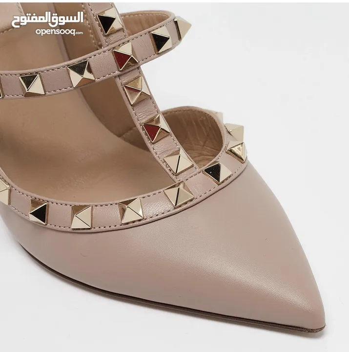 Valentino dusty pink leather rockstud strappy pointed toe pumps