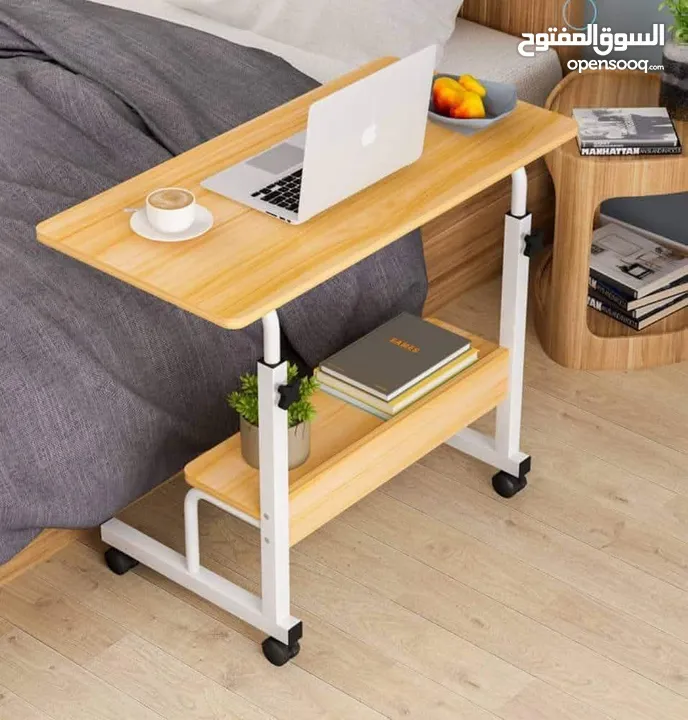 طاولة الدراسة والشغل (مكتب) مع رفين معدن ثقيل الحجم الكبير 40*80 سم بسس 19.99  د