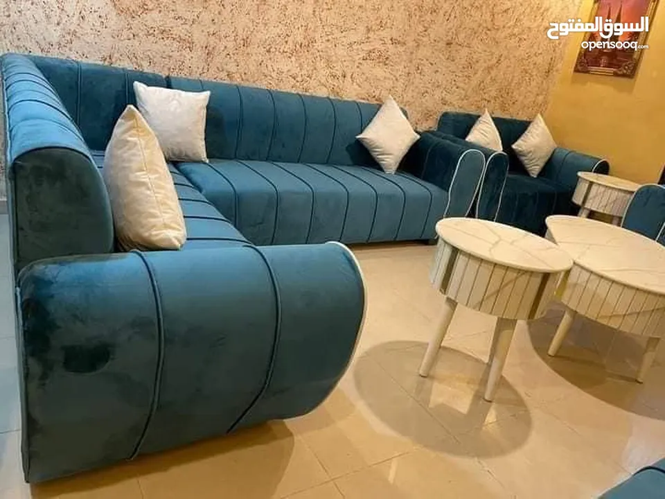 عرض خاص كورنر 9 مقاعد مع كنب مزدوجة + بفه + 7 مخدات