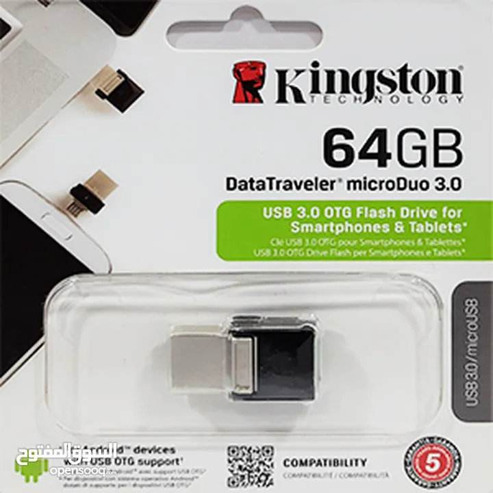 DATATRAVELER MICRODUO 3 G2 64GB KINGSTON فلاشة ميموري كنجستون 64 جيجا لتخزين معلومات 