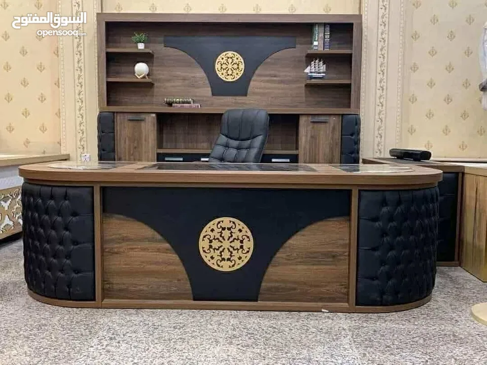 مكتب اداري 160*80 مع جانبية وطاولة وسط تفصيل خشب مستورد بسعر المنصع واعلى جودة وأقل الاسعار