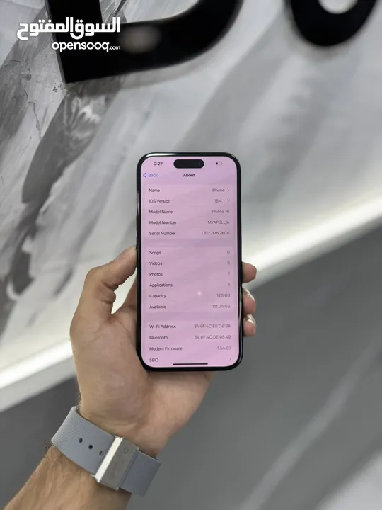 ايفون 16 128GB جيجا لون اسود او زهري او ازرق اجهزة لا تعد انها مستخدمة نسبة البطارية 100%