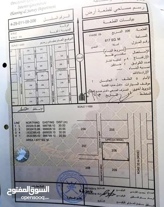 نزوى بركة الموز أرض للبيع زاوية مفتوحة من ثلاث جهات