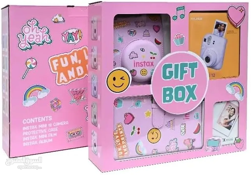 Fujifilm Instax Mini 12 Gift Box Album -Blue كاميرا فورية مع فلم و البوم صور و حقيبة