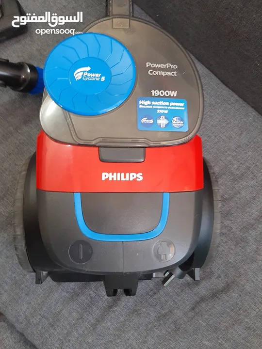 مكنسة كهربائية ماركة فيليبس بدون كيس 1900 واط  شغاله 100% قوة شفط عاليه جدا  Phillips vacuum cleaner