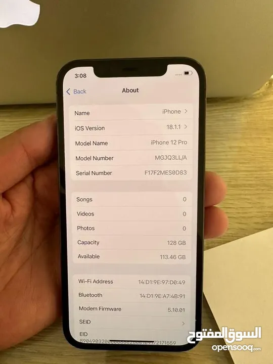 iphone 12pro.   128GB.    80% البطاريه