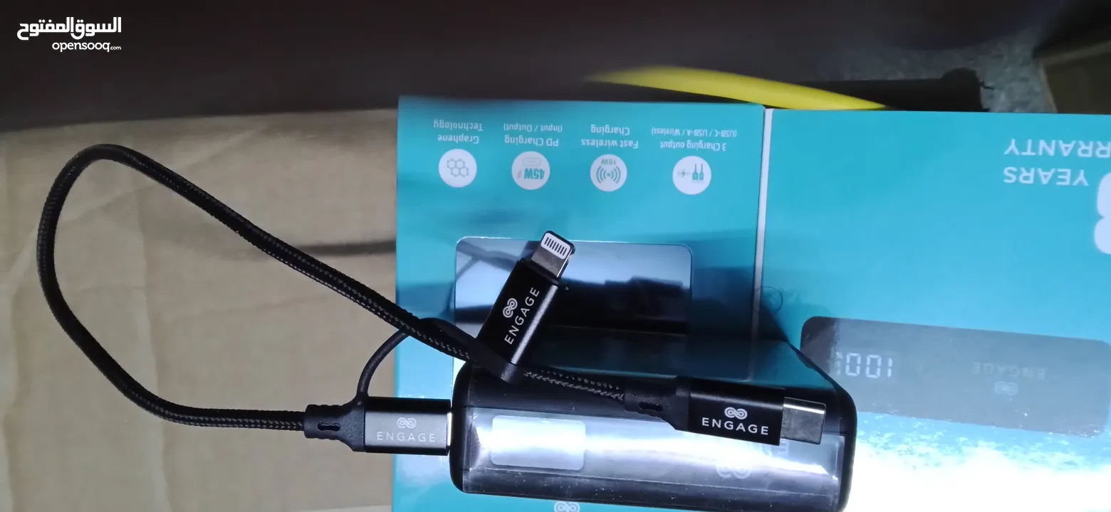 بور بانك power bank سريع ولاسلكي وشاحن Gan 65 واط سريع