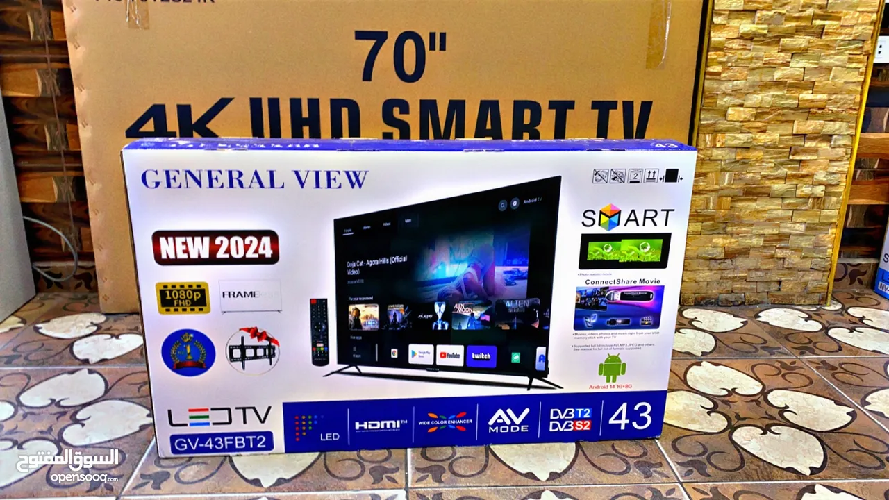 ‏شاشات جنرال 43 سمارت FHD Smart ضد الكسر بأقل سعر بالمملكة والتوصيل مجانا لجميع أنحاء المملكة  بس