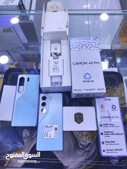 مستعمل CAMON 40 PRO  كسر زيرو جيجا 256 رام 16 معه كامل اغراضو الاصلسة متوفر توصيل
