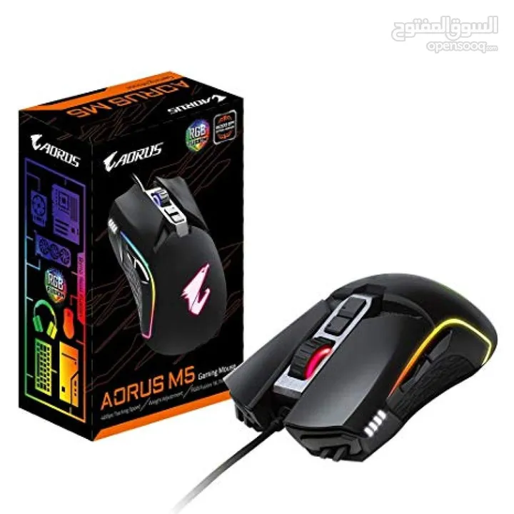 ماوس جيمنج جيجابايت أوروس سلكي أر جي بي ملون GIGABYTE AORUS M5 RGB USB WIRED GAMING MOUSE