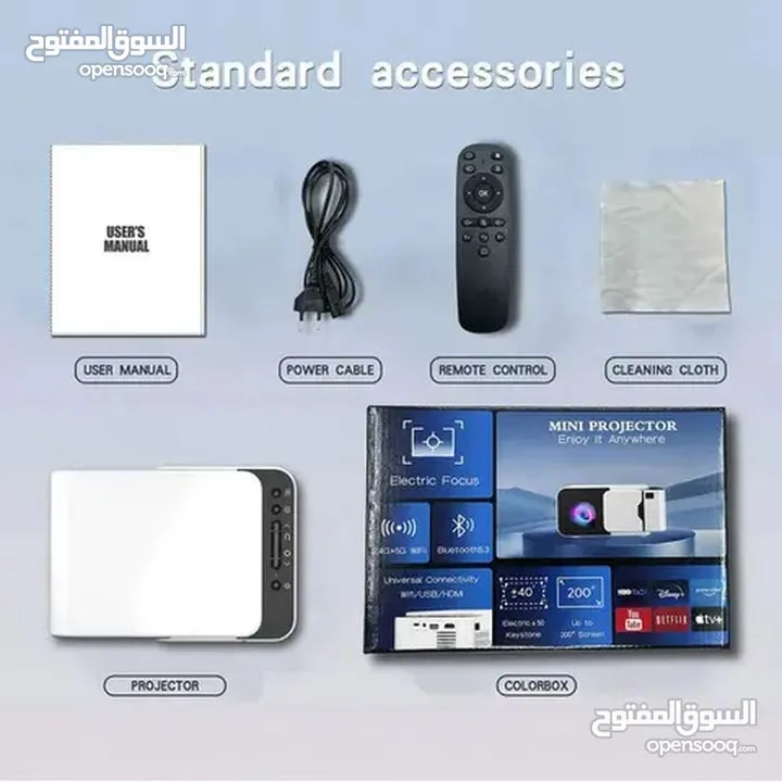 بروجكتر 4K نظام HD أعلى مواصفات نظام WI FI والبلوتوث اخر اصدار في سوق ويدعم جميع مداخل