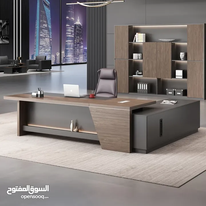 مكتب مدير قياس 240سم مع جانبية وادراج مع هدية طاولة قهوة توصيل وتركيب مجاني داخل عمان والزرقاء