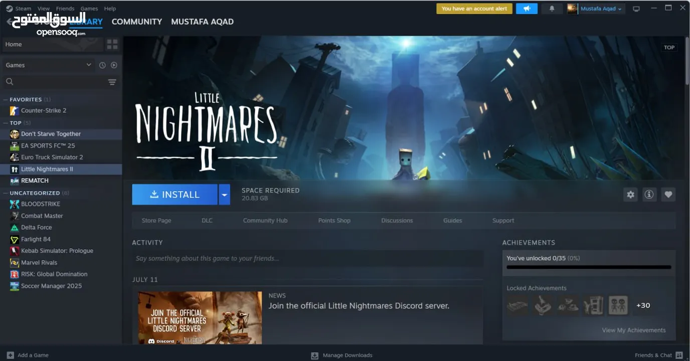 حساب Steam للبيع مع 5 ألعاب قوية بسعر مميز