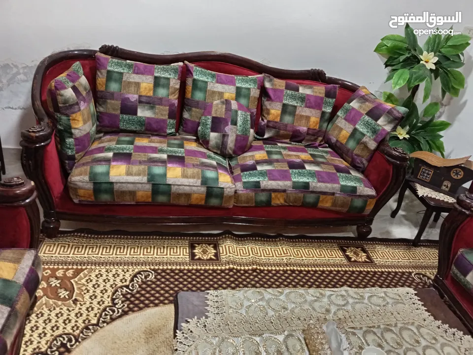 طقم كنب خشب زان محفر فخم تنجيد جديد.... حجم جامبو 7مقاعد ....مريح للظهر والجلوس