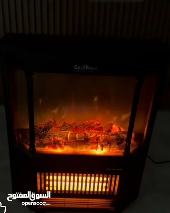صوبة فايربليس ديكورية فاخرة قوة 2000 واط لتدفئة عالية جداً 3 أعمدة + هيتر هواء ساخن