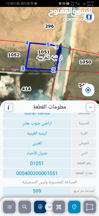 للبيع قطعة أرض 599 م ارينبه الغربيه كاش أو أقساط