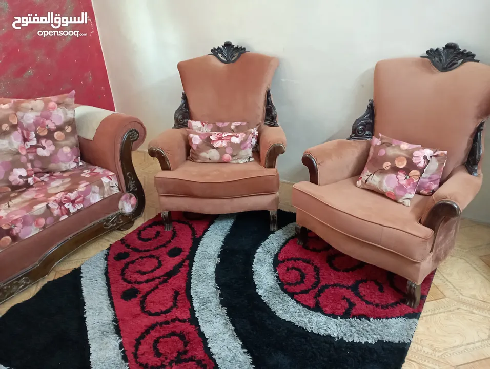 طقم جلوس 9 مقاعد متحرك مراكي وقعدة خشب زان وظغط إسفنج عالي