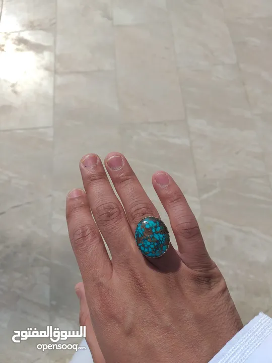 خاتم فيروز ايراني نيشابوري شجري عنكبوتي طبيعي natural nishapuri turquoise feroza ring