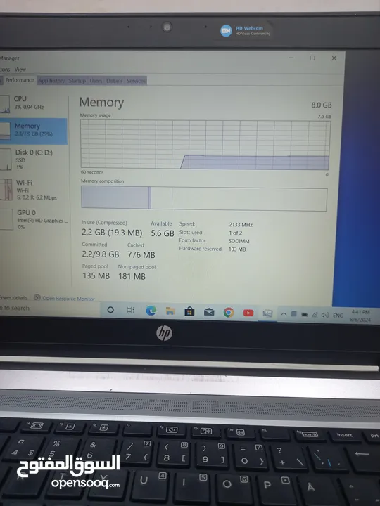 كور اي 5 الجيل 6 .الهارد 128  ssd . الرام 8  ddr4