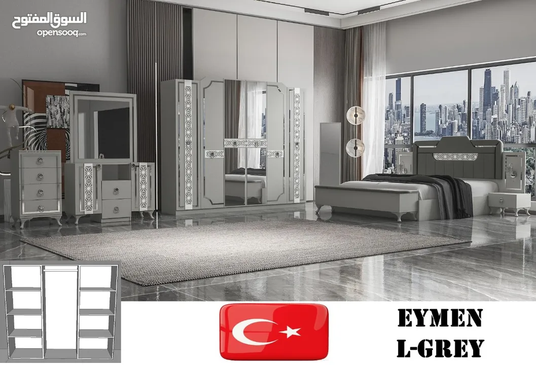 TURKEY BEDROOM SET 10 PCS WITH MATTRESSS WITH FITTING غرف نوم مع دوشج مع ترکيب شامل  ۱۰ قطع