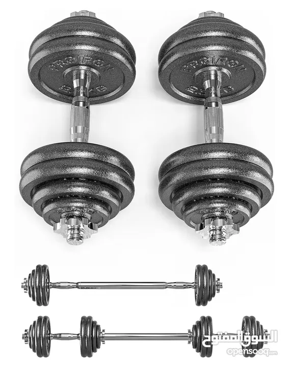 دنابل 15 كيلو في نفس الوقت بار 30 كيلو حديد الزهره cast iron dumbbells بوصله روحي مناطق الشماليه