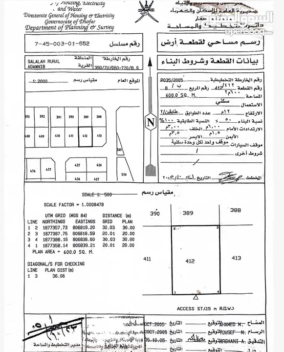 ارض للبيع مميزه عدونب مربع ب صفه ثانيه من الشارع السلطان قابوس العام