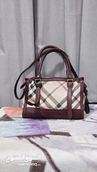 Burberry Dark Red/Beige Nova Check Floral Embossed PVC and Leather Satchel