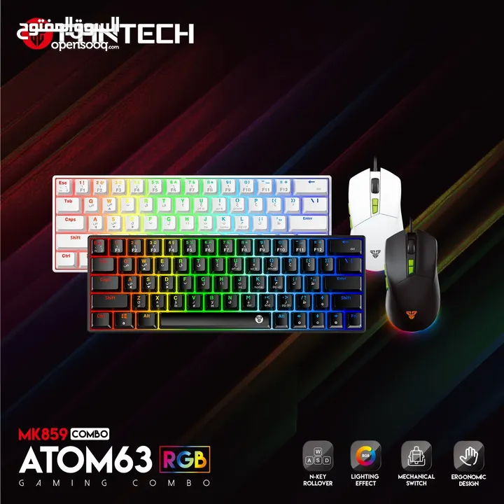 Fantech Atom63 MK859c Mechanical Gaming Keyboard & Mouse Arabic/English كيبورد وماوس فانتيك