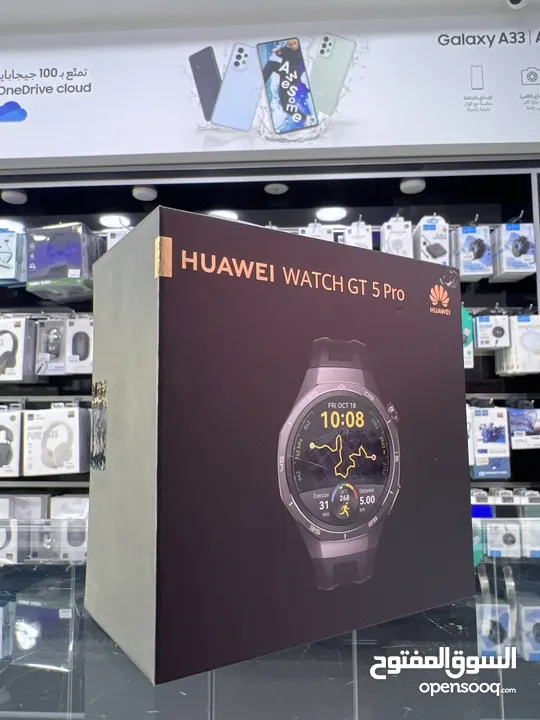 Huawei GT5 Pro (46mm) Gray ساعة هواوي  جي تي 5 برو جديدة مسكرة بالكرتونة اللون الاسود  كمية محدودة