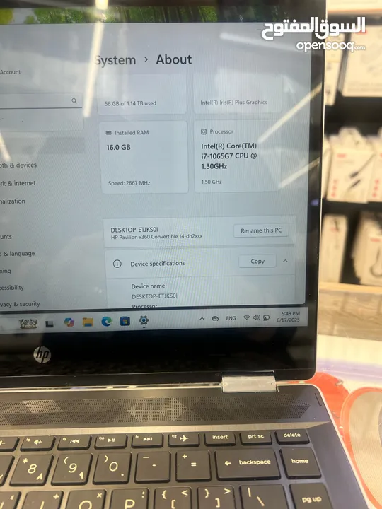 لابتوت hb  شاشة تاتش core i7  الجيل العاشر مستعمل