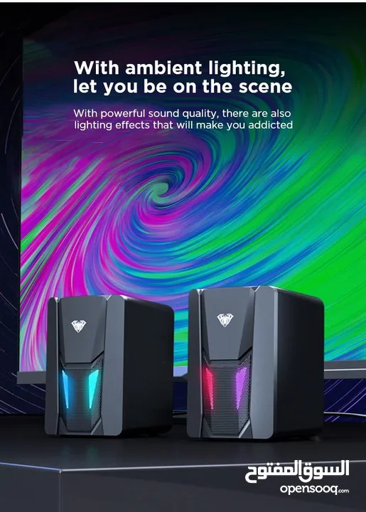 سماعات كمبيوتر جيمنغ  مضيئة مميزة  Aula Speaker N-108 Gaming RGB Lights OG