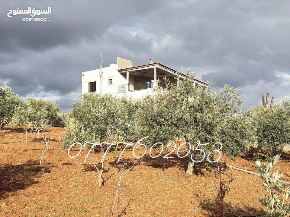 مزرعة لقطة مميزة مع بيت طابقين مطلة ومرتفعة