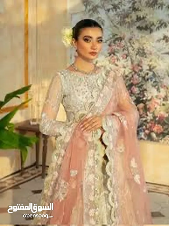 Party wear pink and white combination with silver hand embroidered