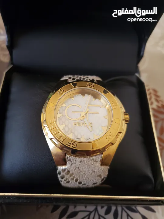 ساعتين اصليات مطليات ذهب بسعر ساعه Gucci Gold Plated Stainless Steel Leather / Gianfranco Ferre