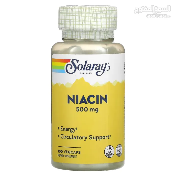 النياسين ب3 Niacin B3 للسيطرة على الكوليسترول والسكري بتركيز 500 ملج 100 كبسولة