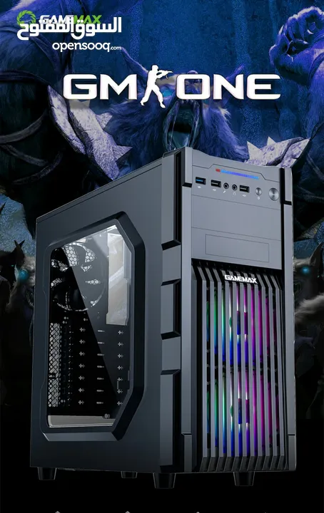 كيس جيمنغ  من جيماكس مضيئ رجب تصميم للحرارة GAMEMAX  GM-ONE RGB BK Case Gaming