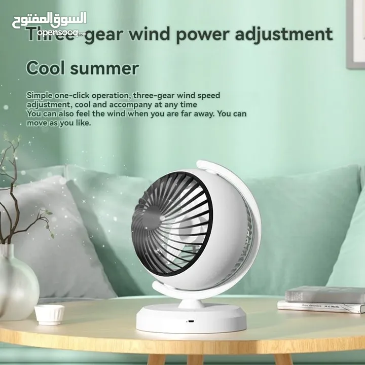 مروحة المكتب الصغيرة الشحن مع أضاءة LED