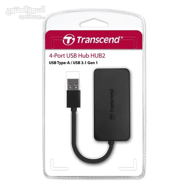 موزع  USB HUB عالي السرعة 3.1 و 4 مداخل Transcend HUB 2 Type-A 4 Port USB HUB SuperSpeed 3.0