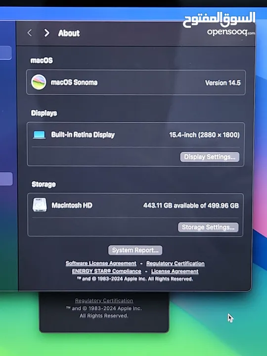 Macbook pro 2018 15.4' inch شبه جديد حررق